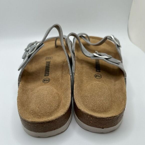 CUSHIONAIRE Women's Cork Footbed Sandal With +Comfort 9.5 SILVER - Picture 4 of 7